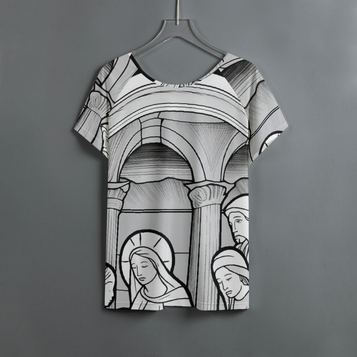 All-Over Print Women's Round Neck T-shirt With Raglan Sleeve