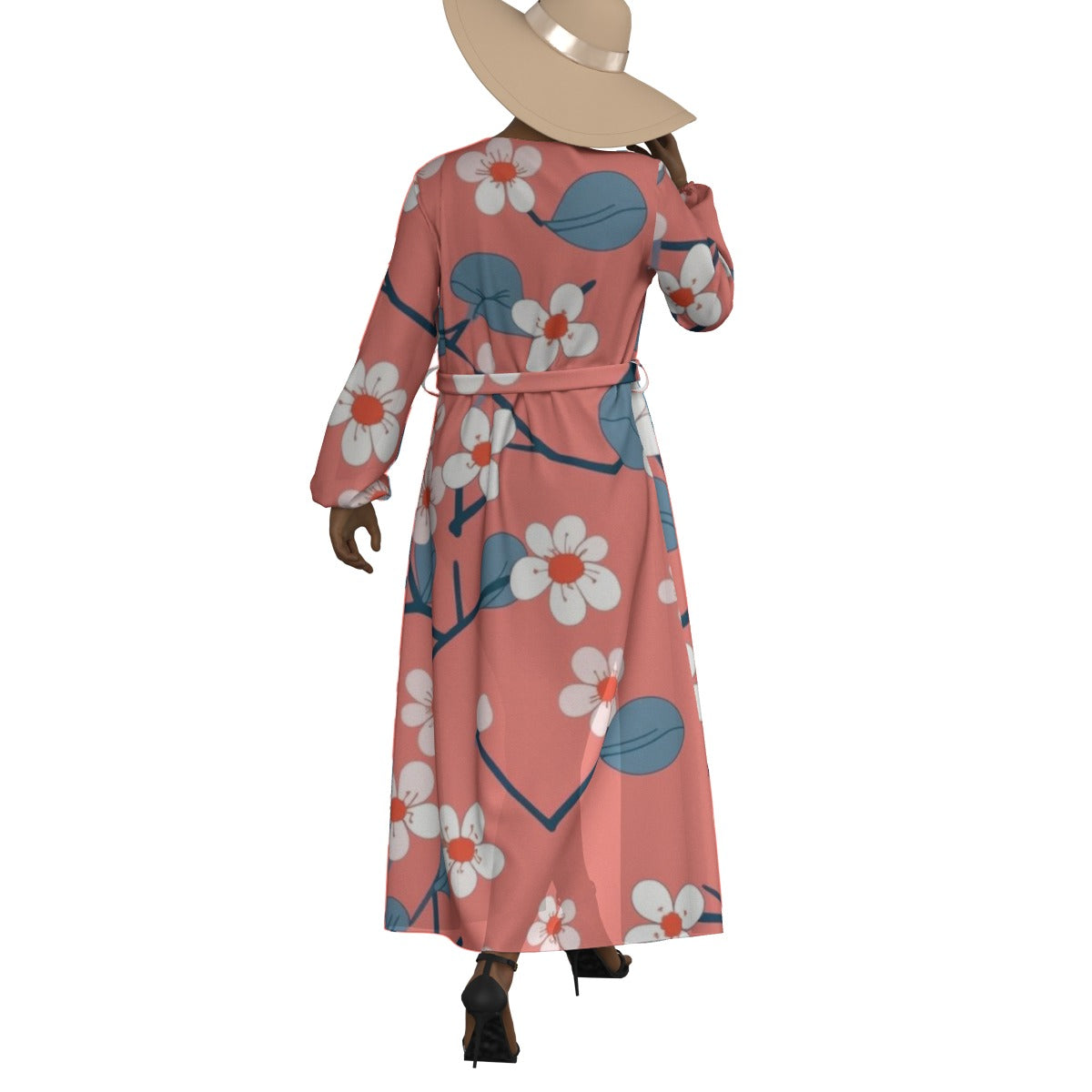 All-Over Print Women's Lace-up Chiffon Robe