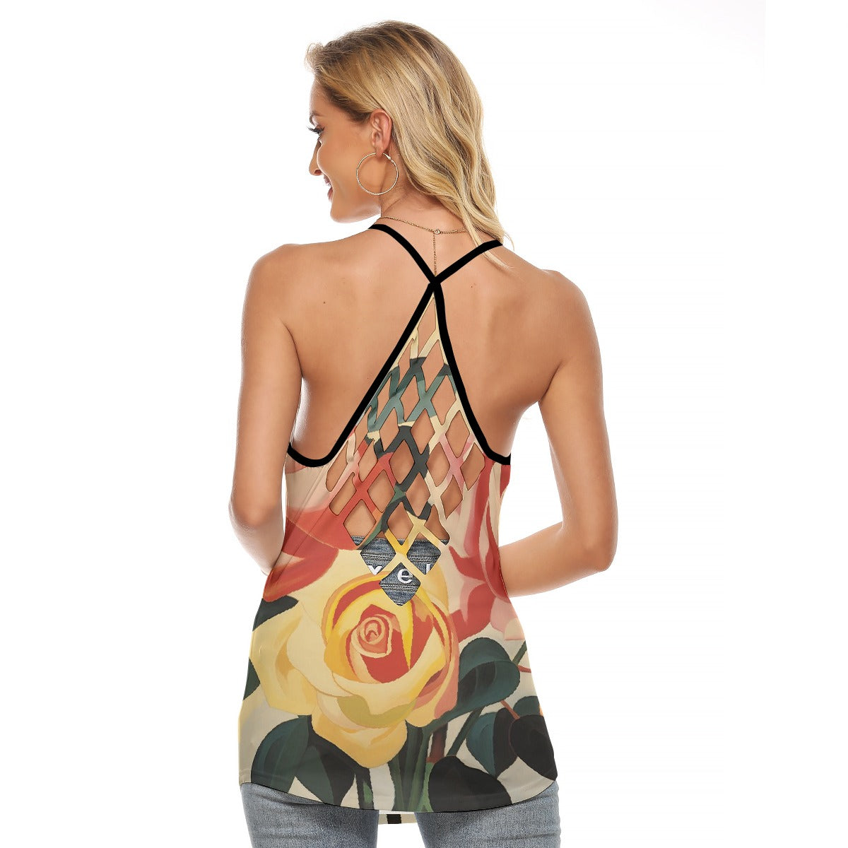 All-Over Print Women's Criss-Cross Open Back Tank Top