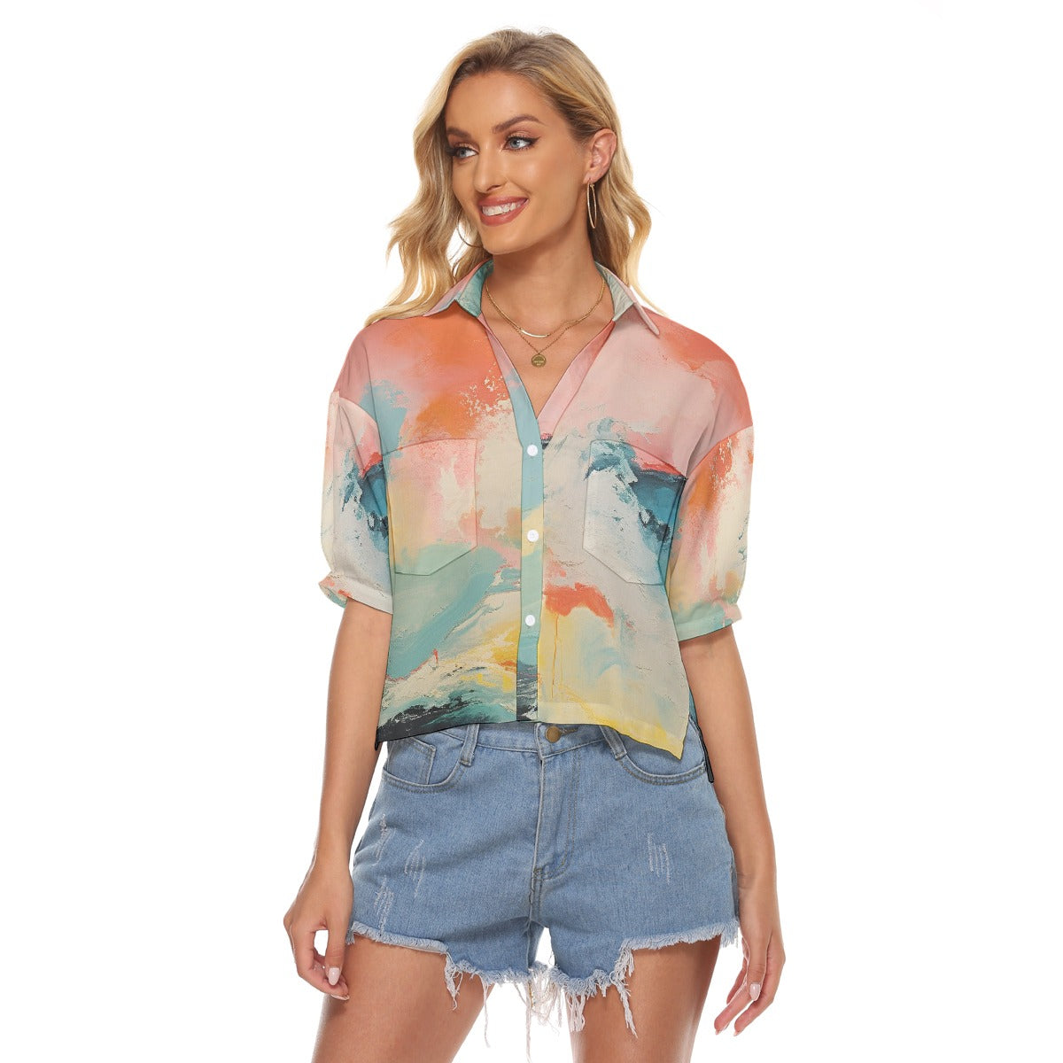 All-Over Print Women's V-neck Shirts