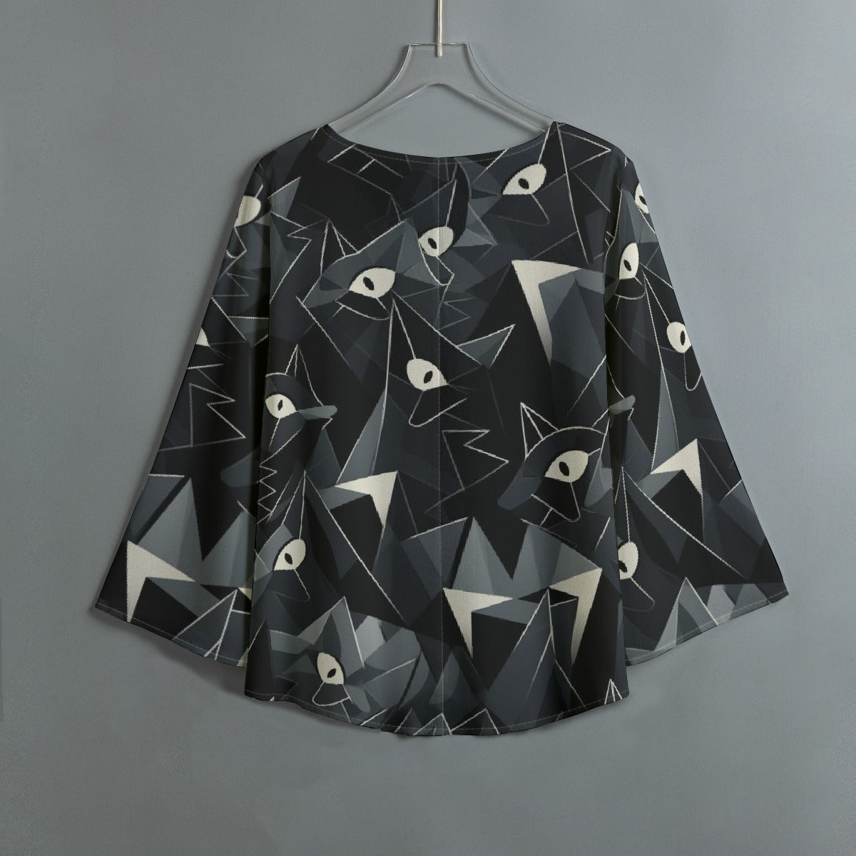 All-Over Print Women's V-neck T-shirt With Irregular Hem