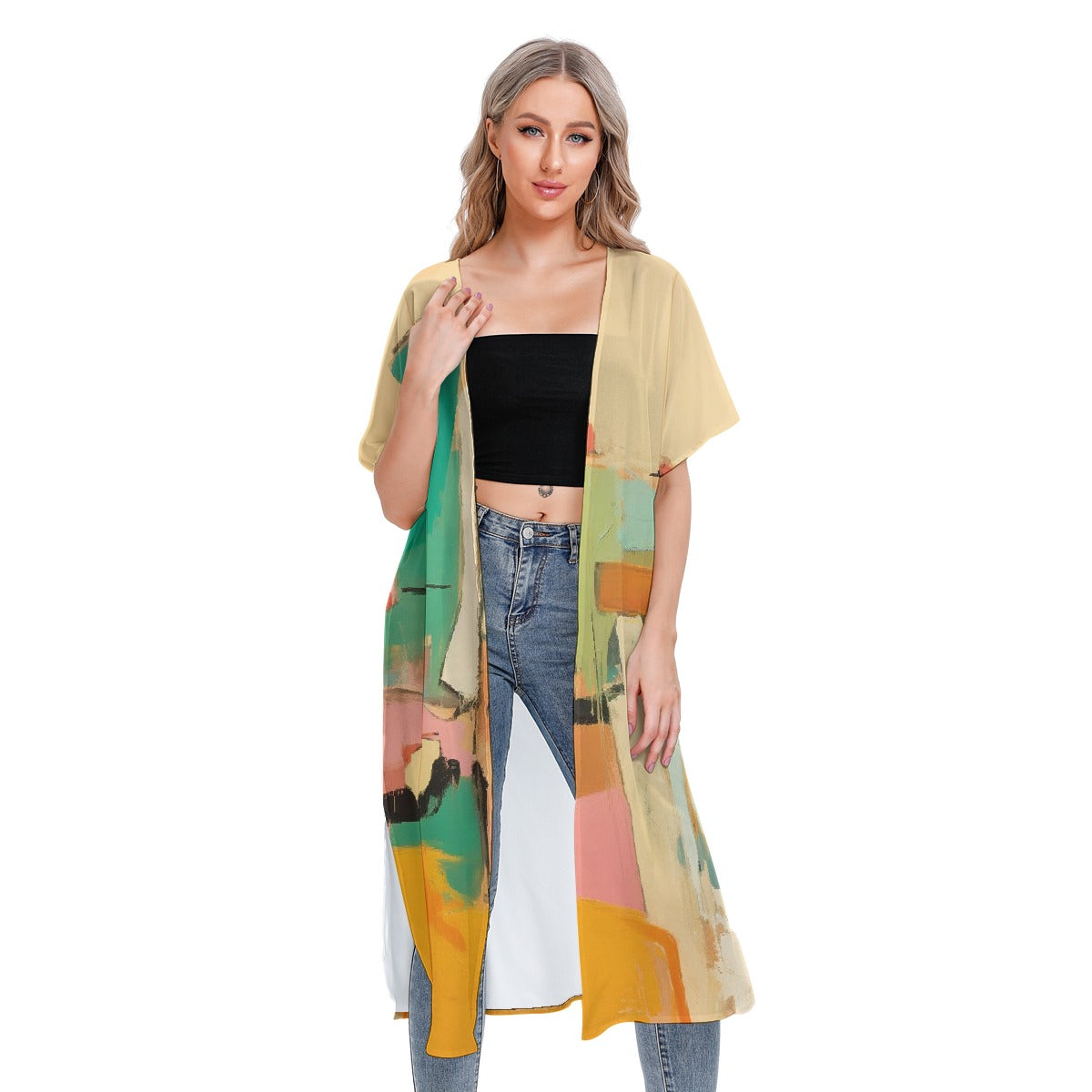 All-Over Print Women's Short Sleeve Cardigan