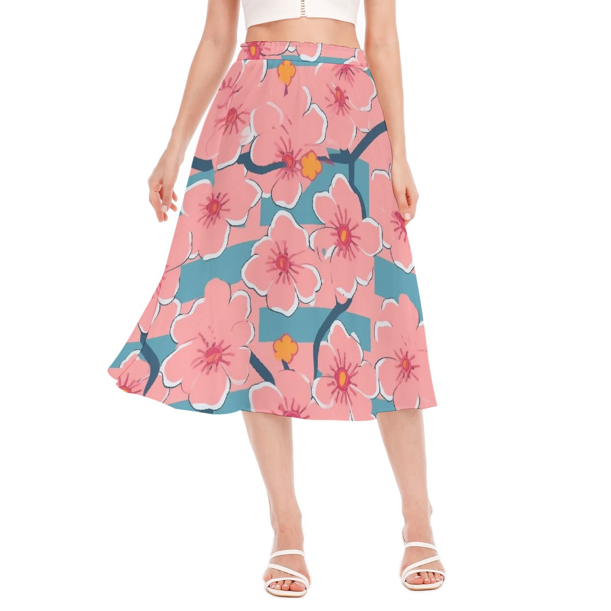 All-Over Print Women's Long Section Chiffon Skirt