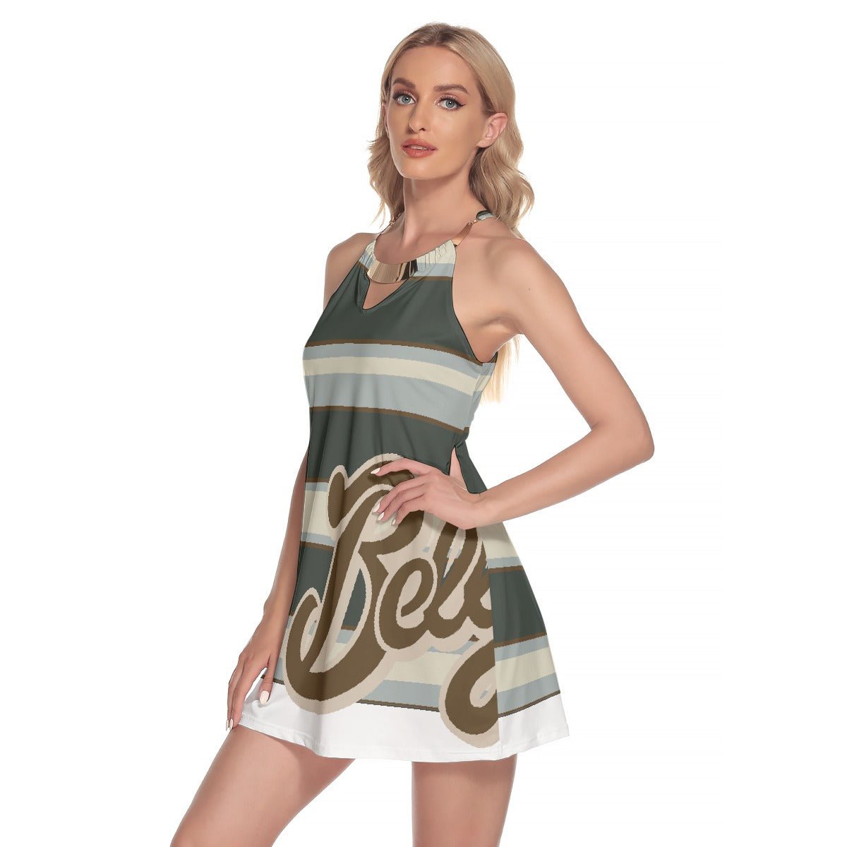 All-Over Print Women's Round Neck Above Knee Dress