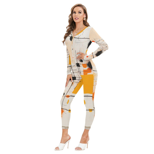 All-Over Print Women's Plunging Neck Jumpsuit