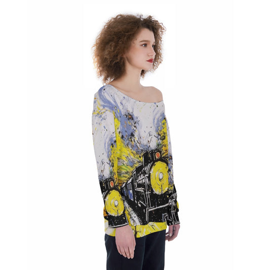 All-Over Print Oversized Women's Off-Shoulder Sweatshirt