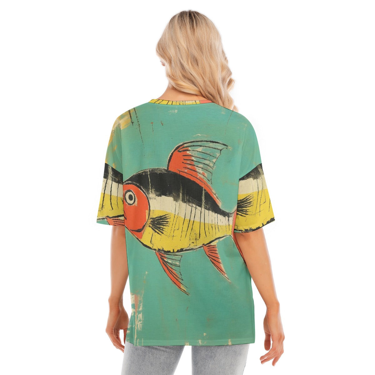 All-Over Print Women's Short Sleeves T-shirt With Hem Split