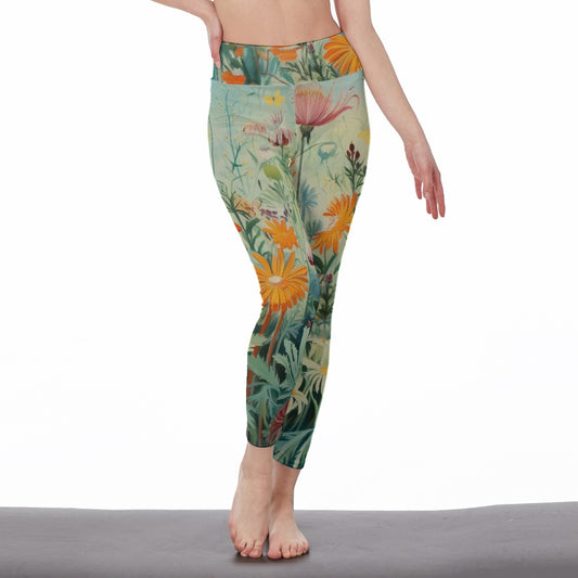 All-Over Print Women's High Waist Leggings | Side Stitch Closure