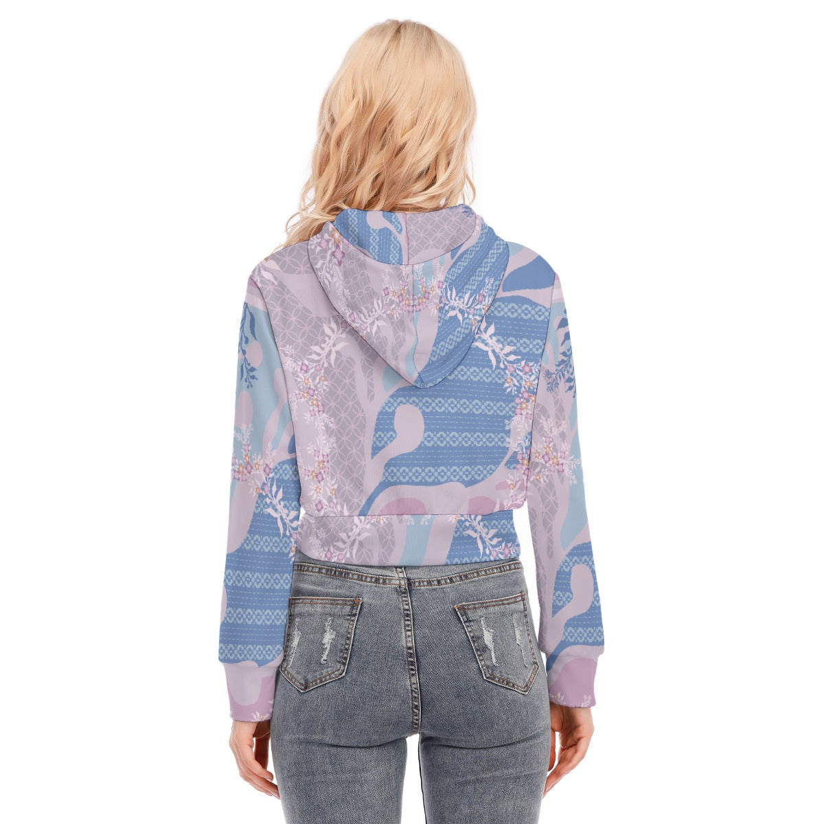 All-Over Print Women's Crop Top Hoodie With Zipper Closure