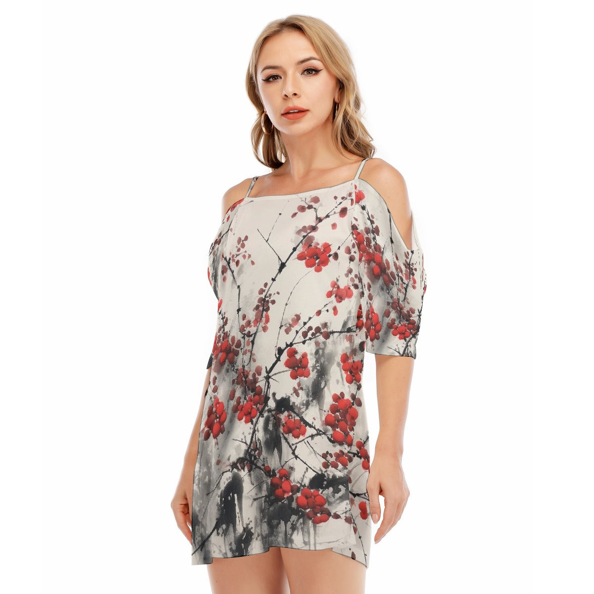 All-Over Print Women's Off-shoulder Cami Dress