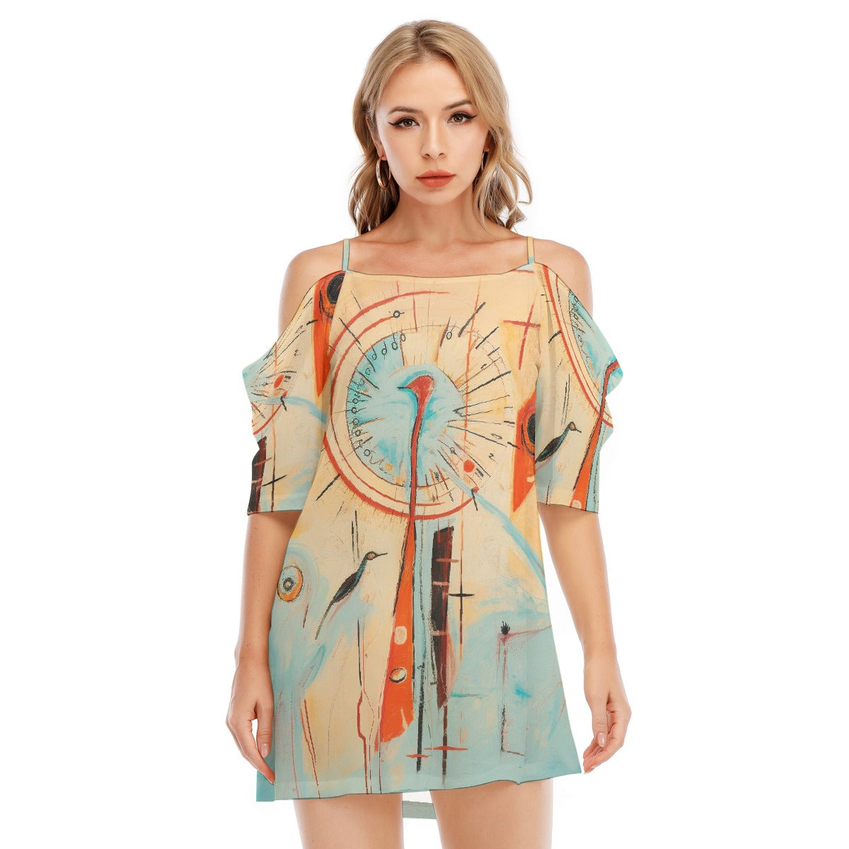 All-Over Print Women's Off-shoulder Cami Dress