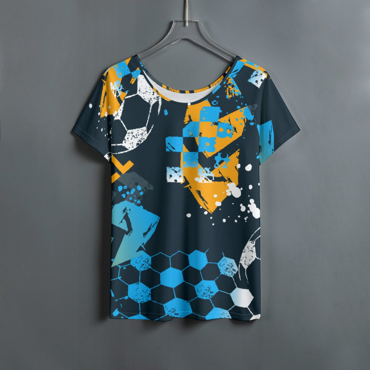 All-Over Print Women's Round Neck T-shirt With Raglan Sleeve