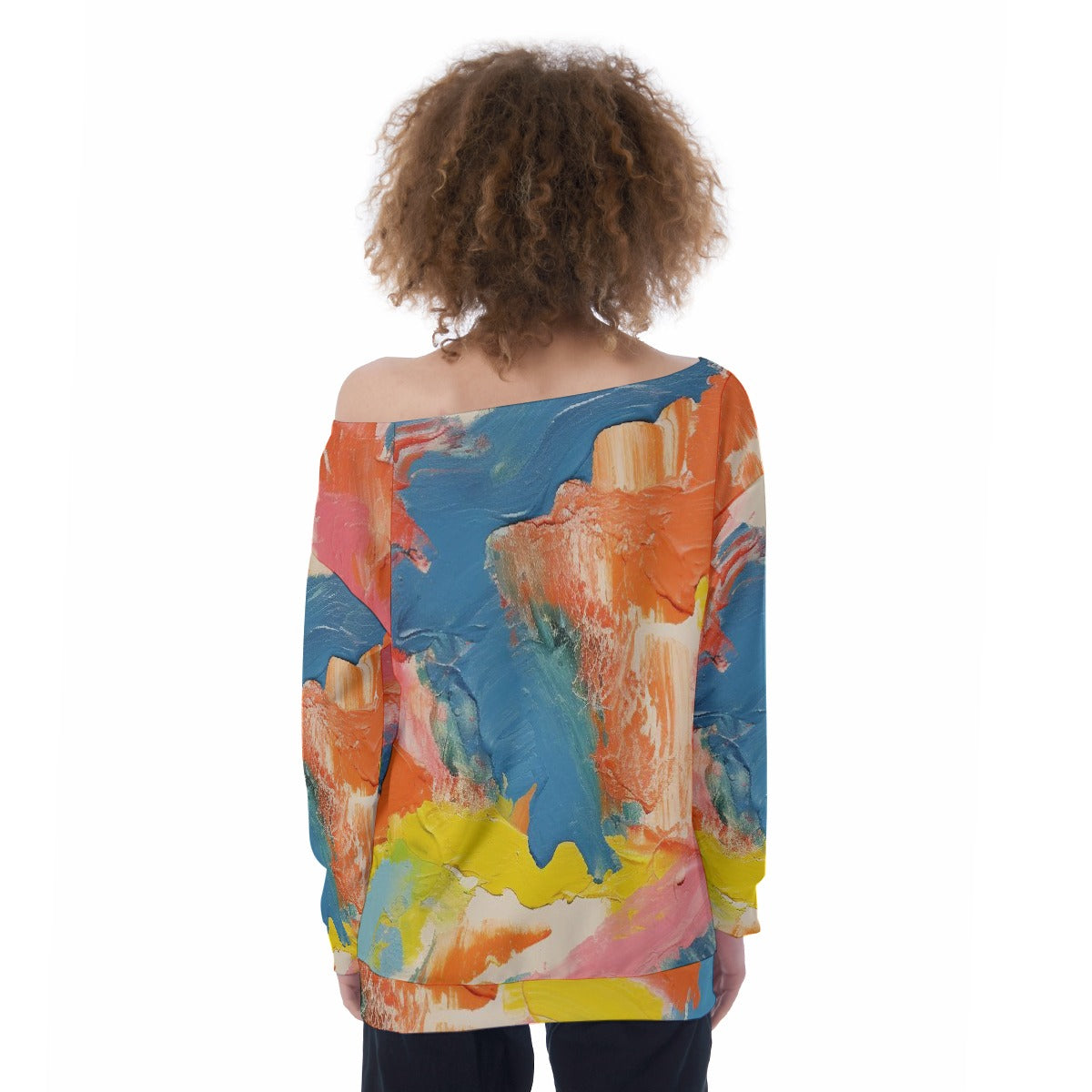 All-Over Print Oversized Women's Off-Shoulder Sweatshirt
