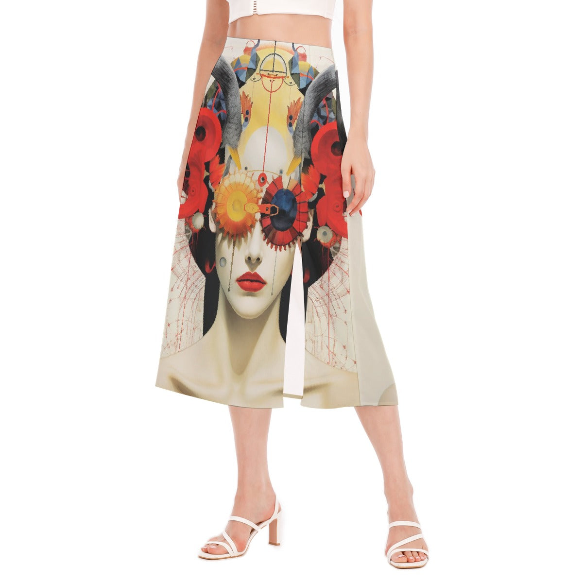 All-Over Print Women's High Slit Long Skirt