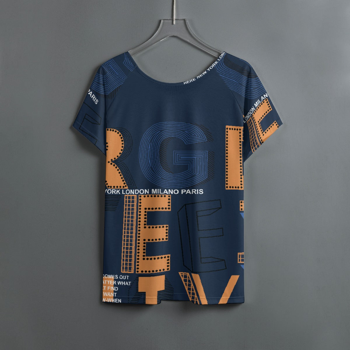 All-Over Print Women's Round Neck T-shirt With Raglan Sleeve