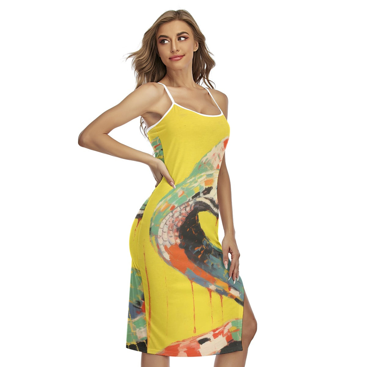 All-Over Print Women's Back Cross Cami Dress