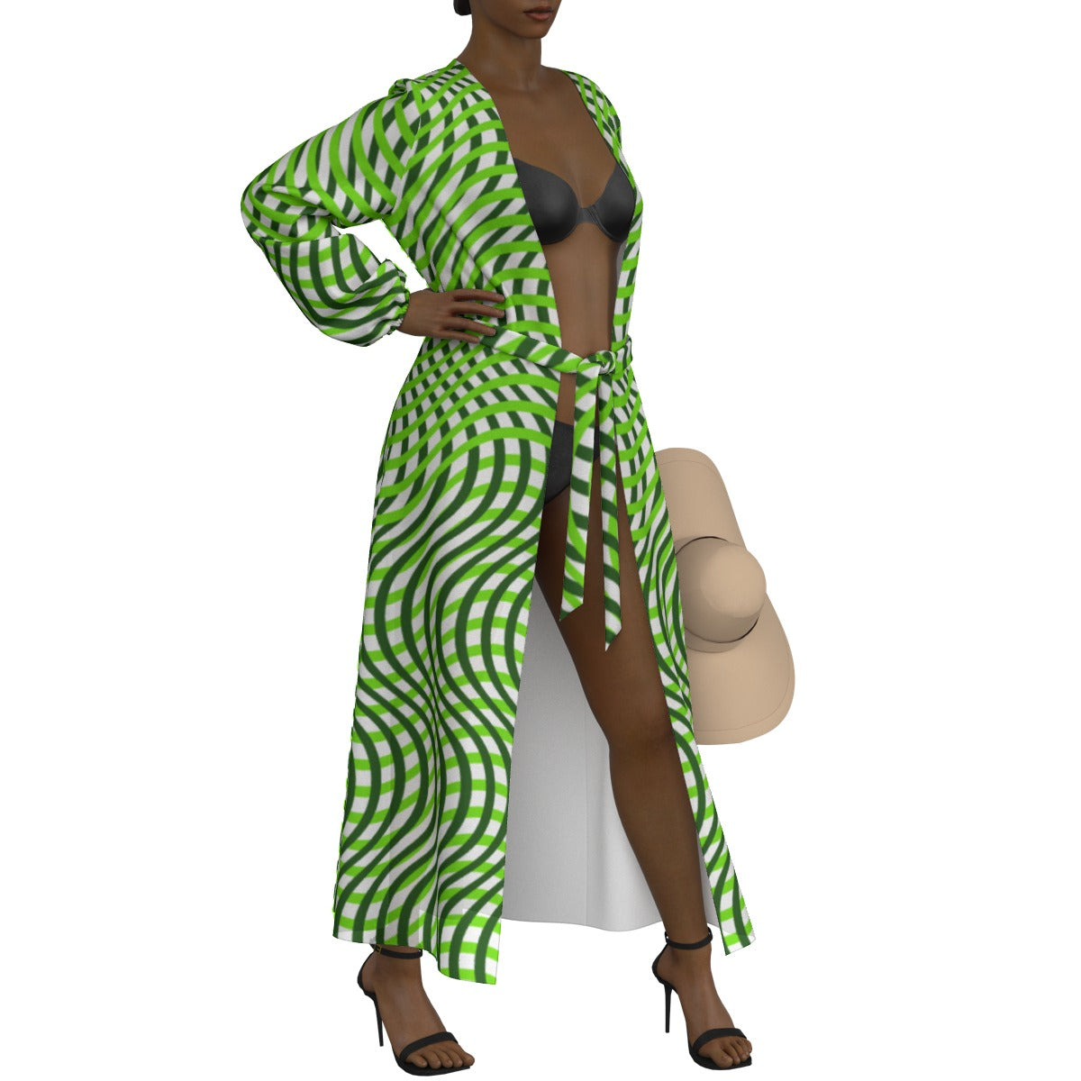 All-Over Print Women's Lace-up Chiffon Robe