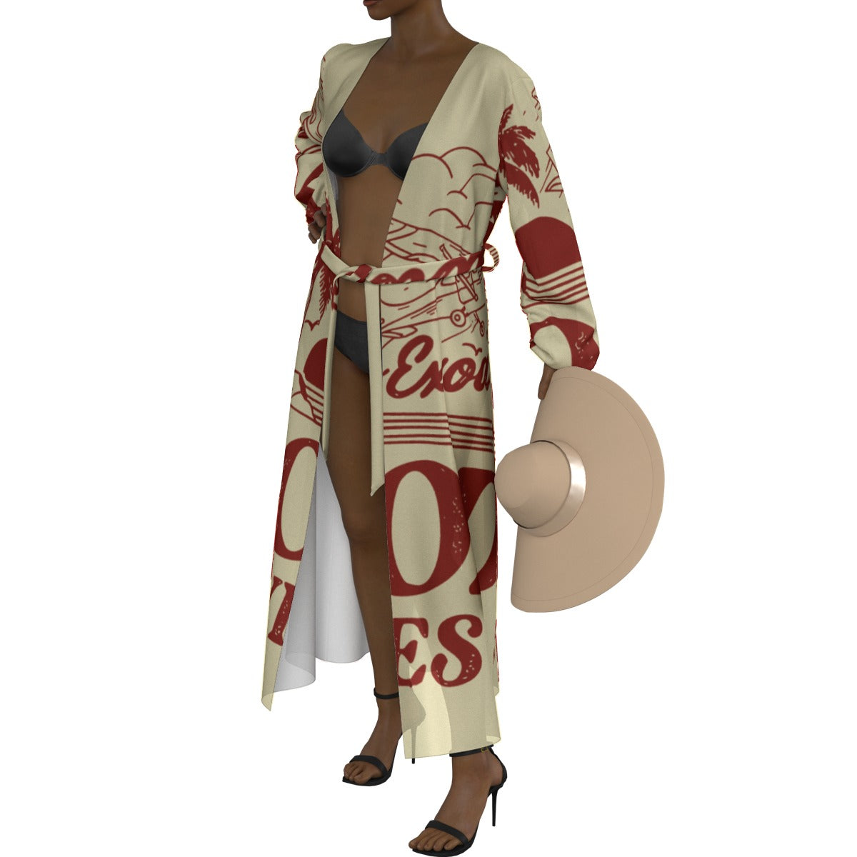 All-Over Print Women's Lace-up Chiffon Robe