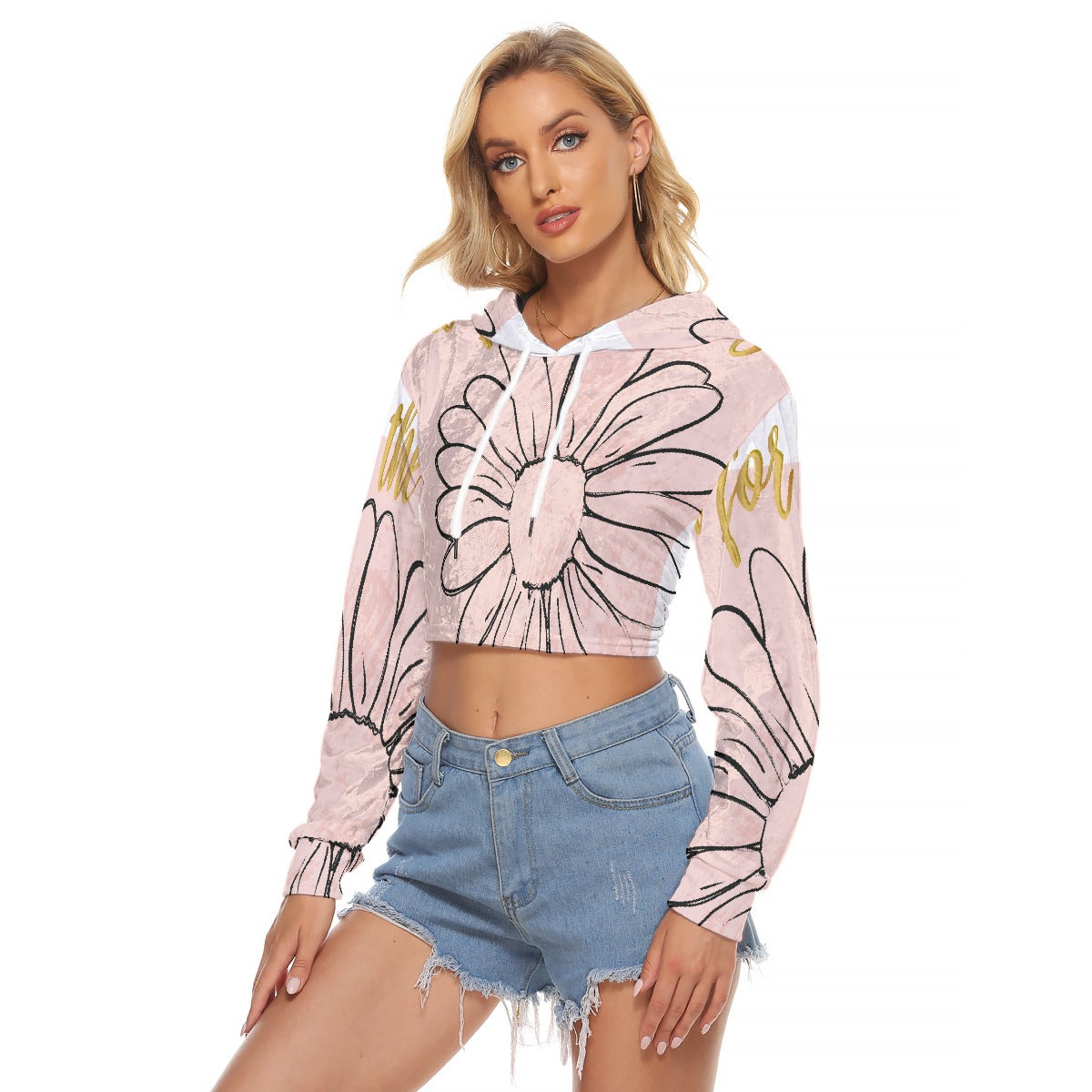 All-Over Print Women's Crop Top Hoodie|Velvet