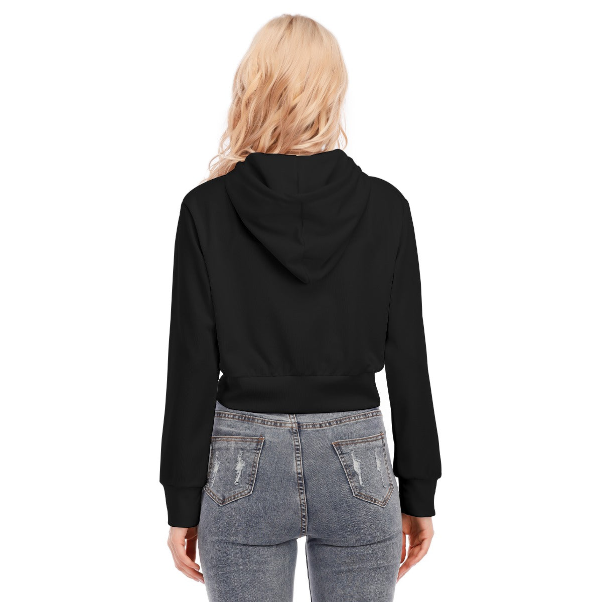 All-Over Print Women's Crop Top Hoodie With Zipper Closure