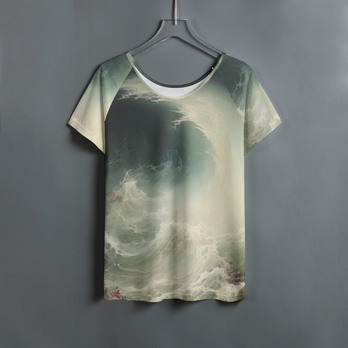 All-Over Print Women's Round Neck T-shirt With Raglan Sleeve