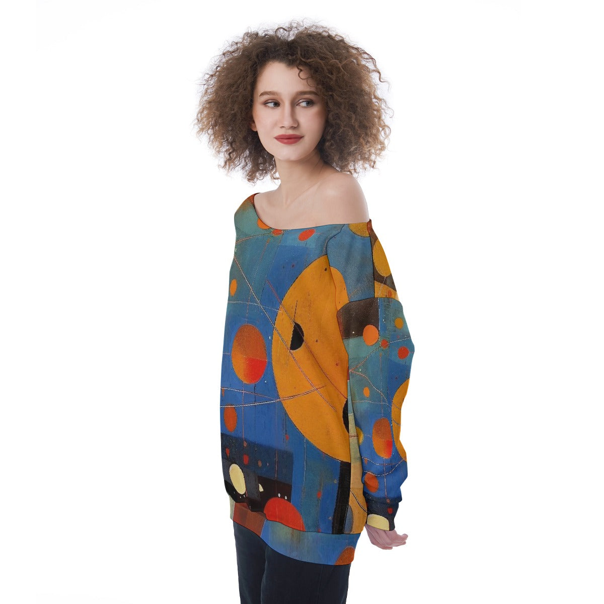 All-Over Print Oversized Women's Off-Shoulder Sweatshirt