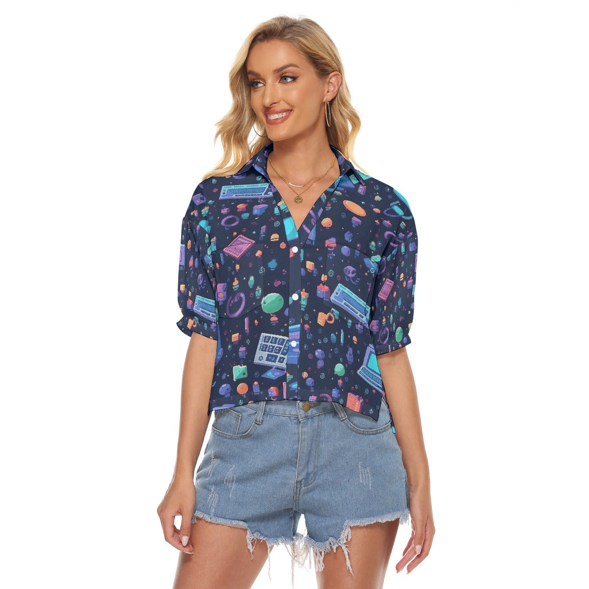 All-Over Print Women's V-neck Shirts