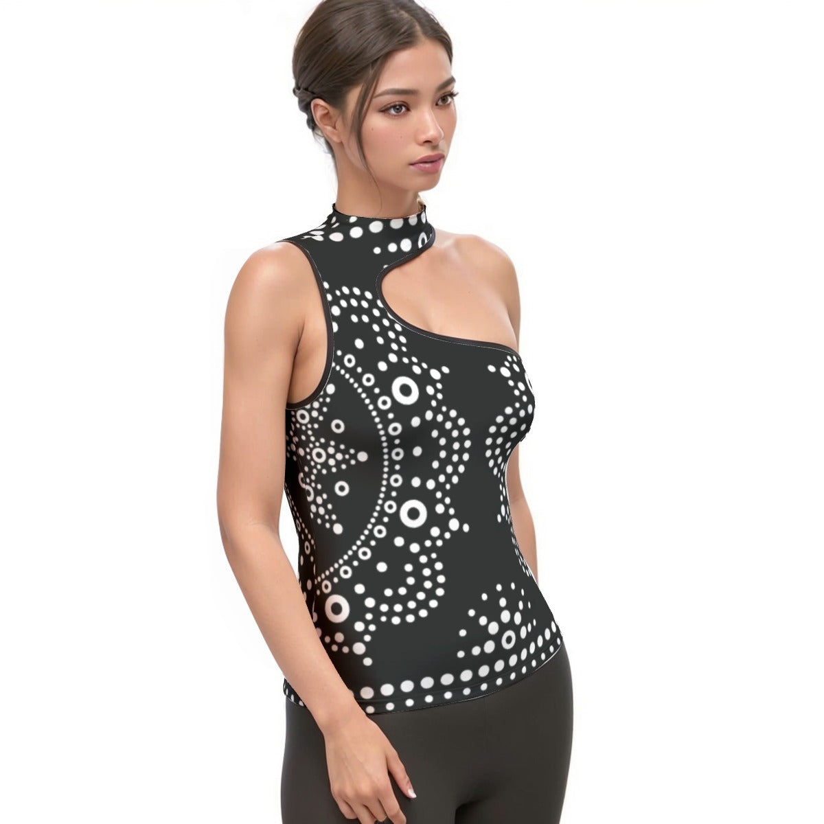 All-Over Print Women's Halter Sleeveless Asymmetrical Tank Top