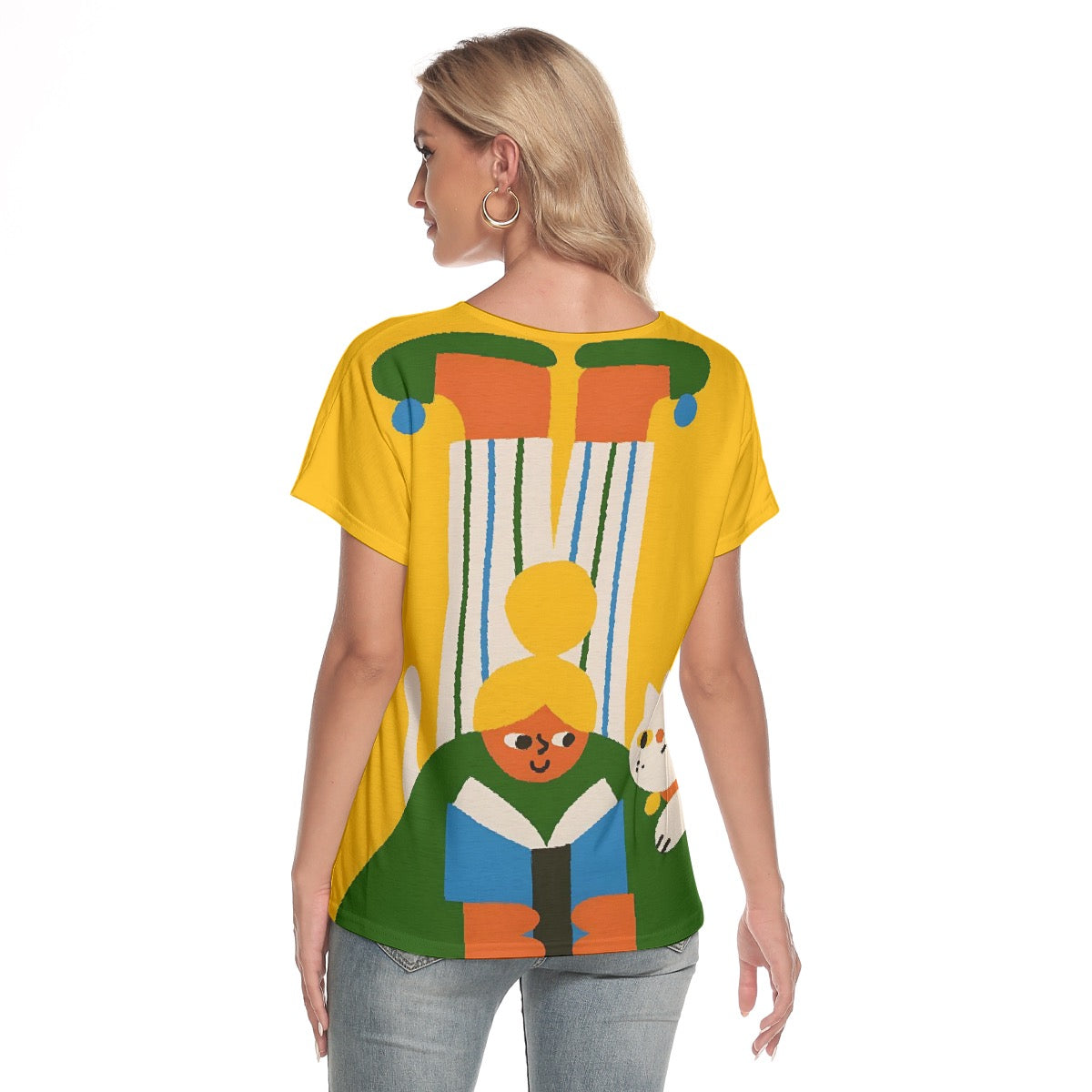 All-Over Print Women's Loose V-neck Short Sleeve T-shirt