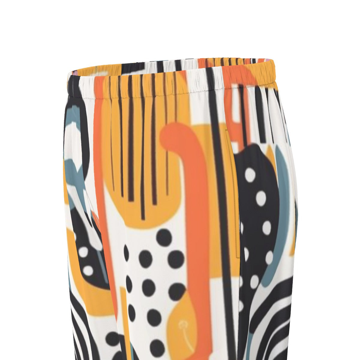 All-Over Print Women's Long Sleeve Pajama Set With Black Contrast Piping