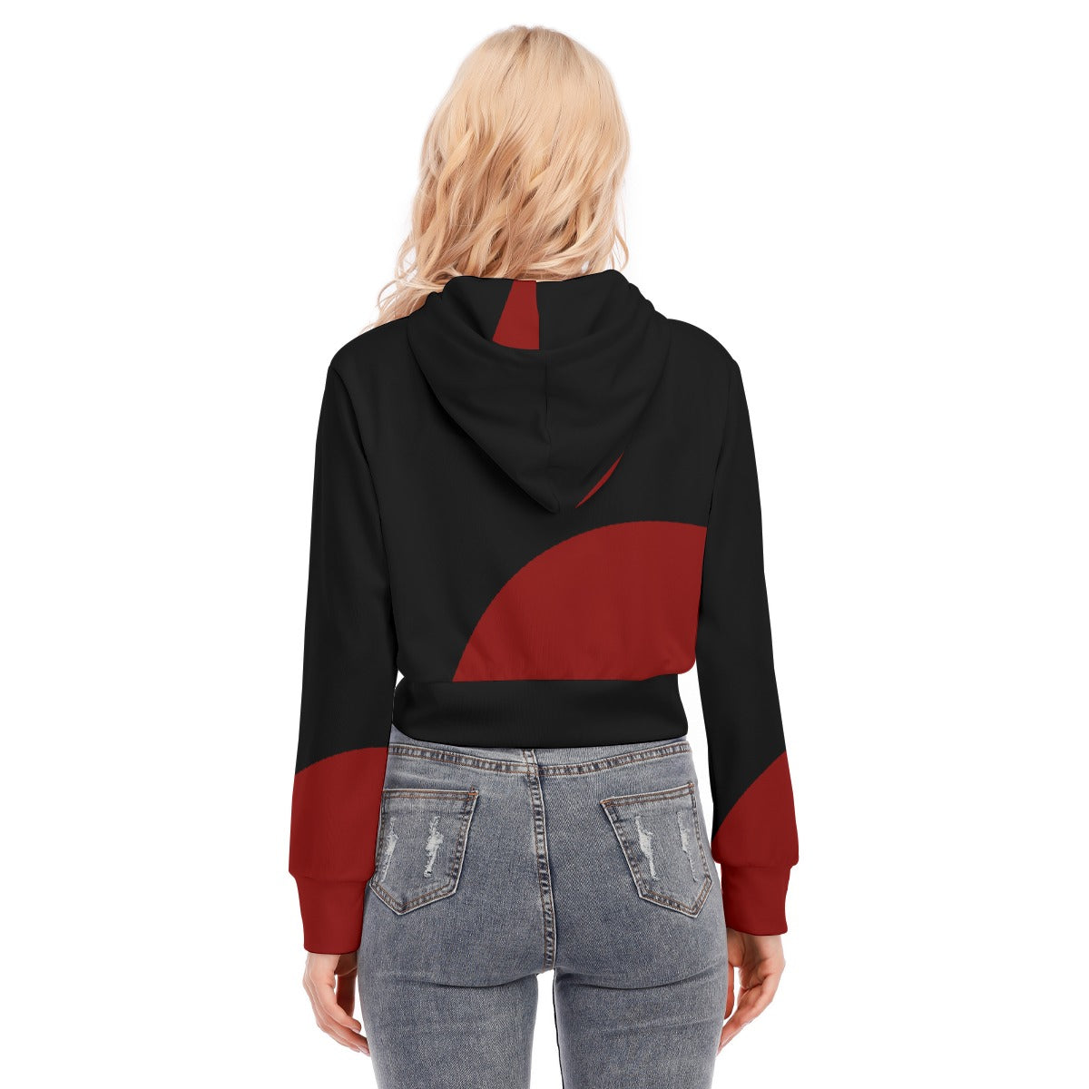 All-Over Print Women's Crop Top Hoodie With Zipper Closure
