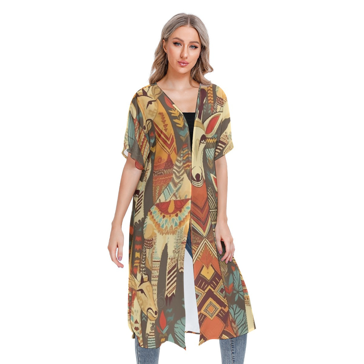 All-Over Print Women's Short Sleeve Cardigan