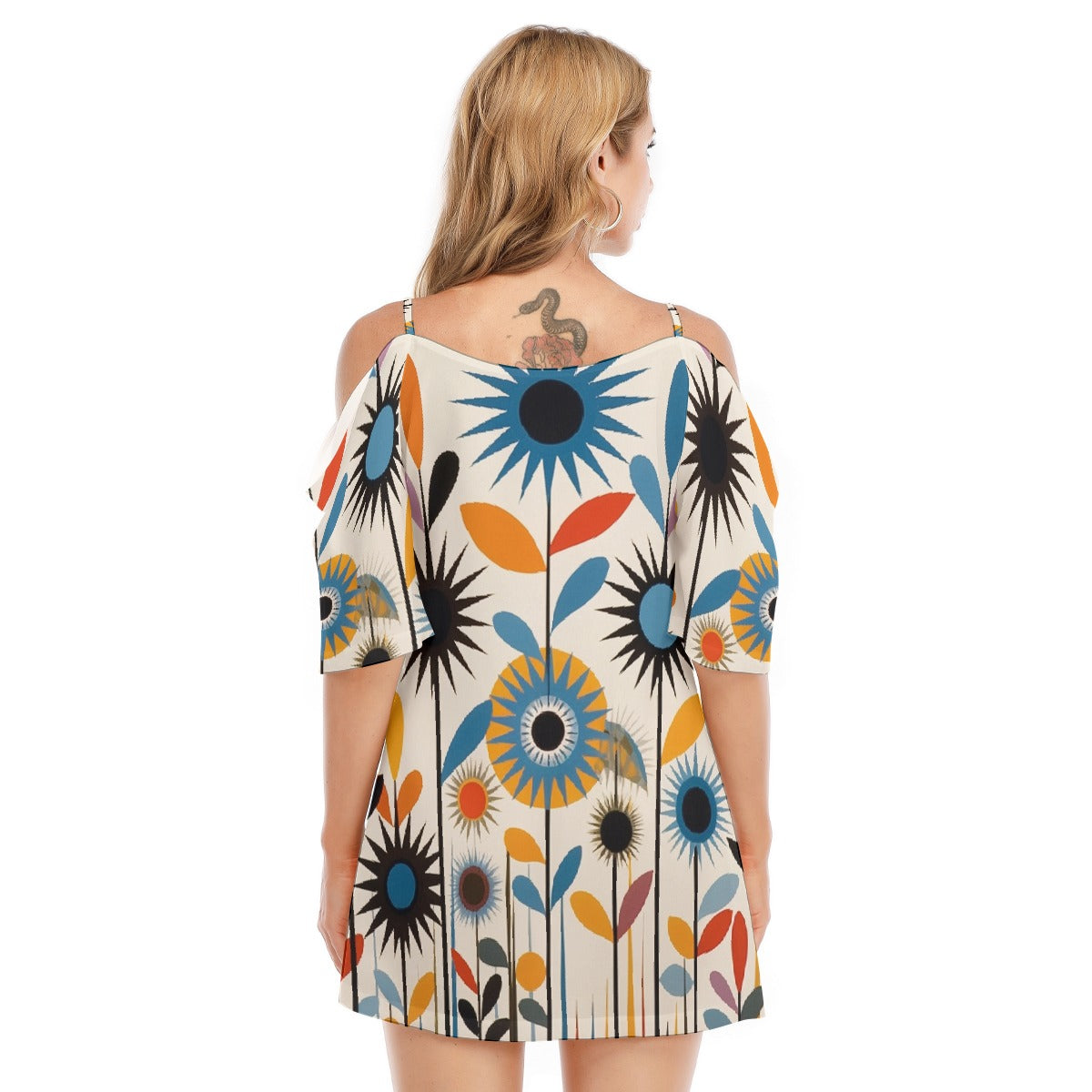 All-Over Print Women's Off-shoulder Cami Dress