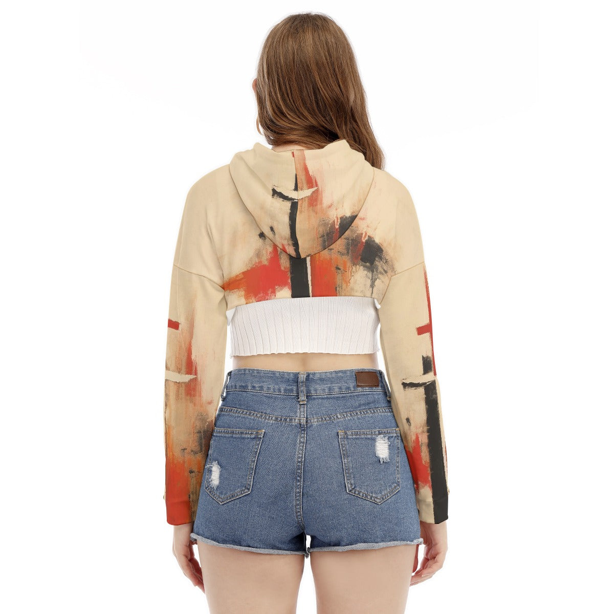 All-Over Print Women's Smock Short Hoodie With Long Sleeve