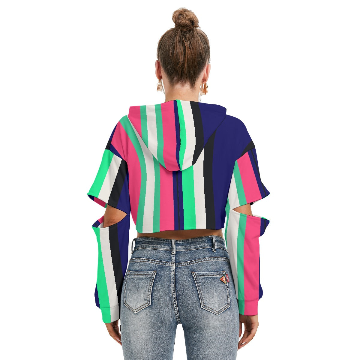 All-Over Print Women's Heavy Fleece Hoodie With Hollow Out Sleeve