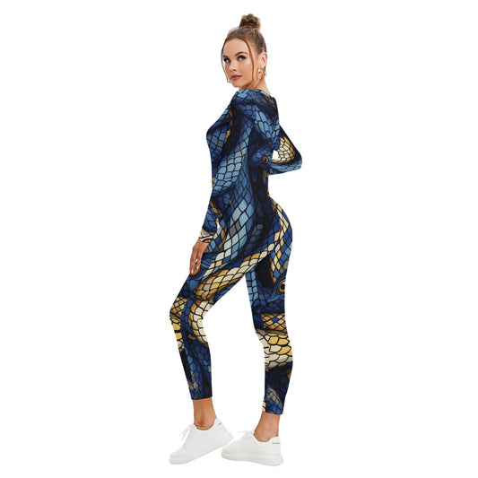 All-Over Print Women's Plunging Neck Jumpsuit