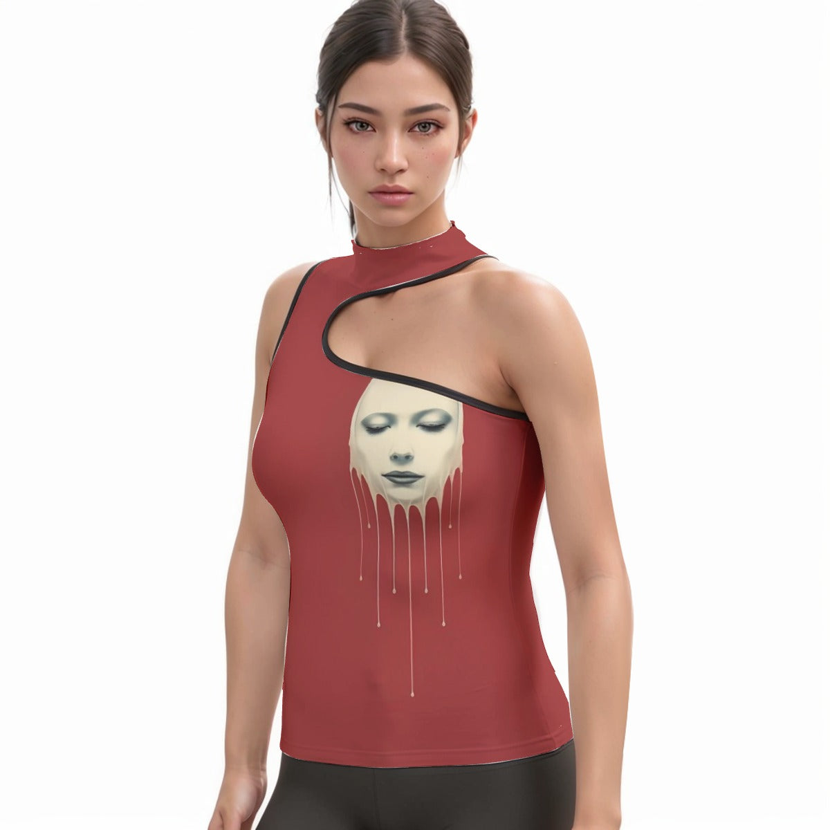 All-Over Print Women's Halter Sleeveless Asymmetrical Tank Top