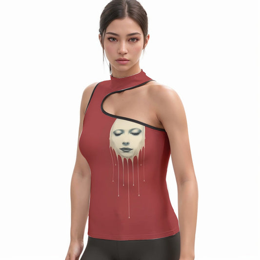All-Over Print Women's Halter Sleeveless Asymmetrical Tank Top