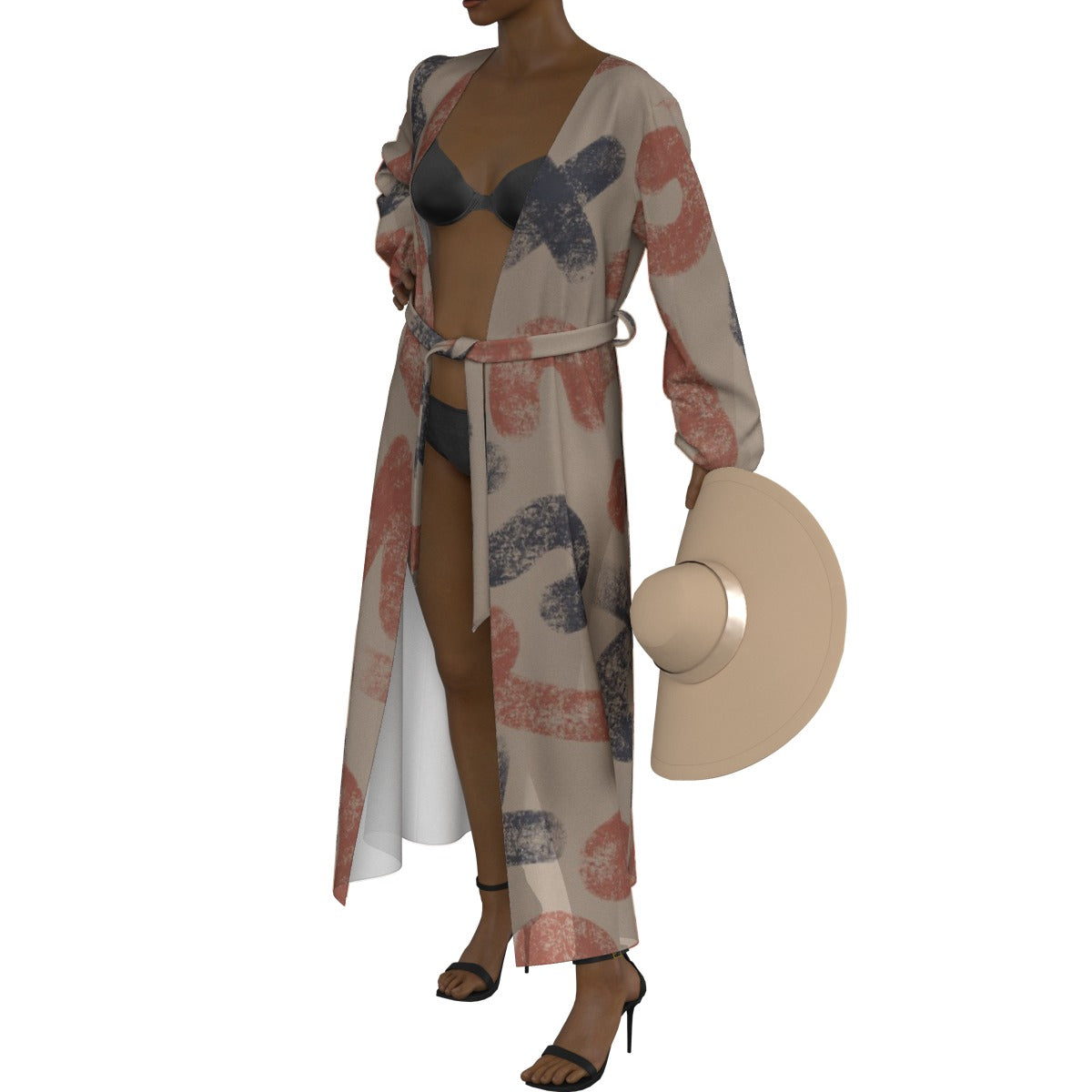 All-Over Print Women's Lace-up Chiffon Robe