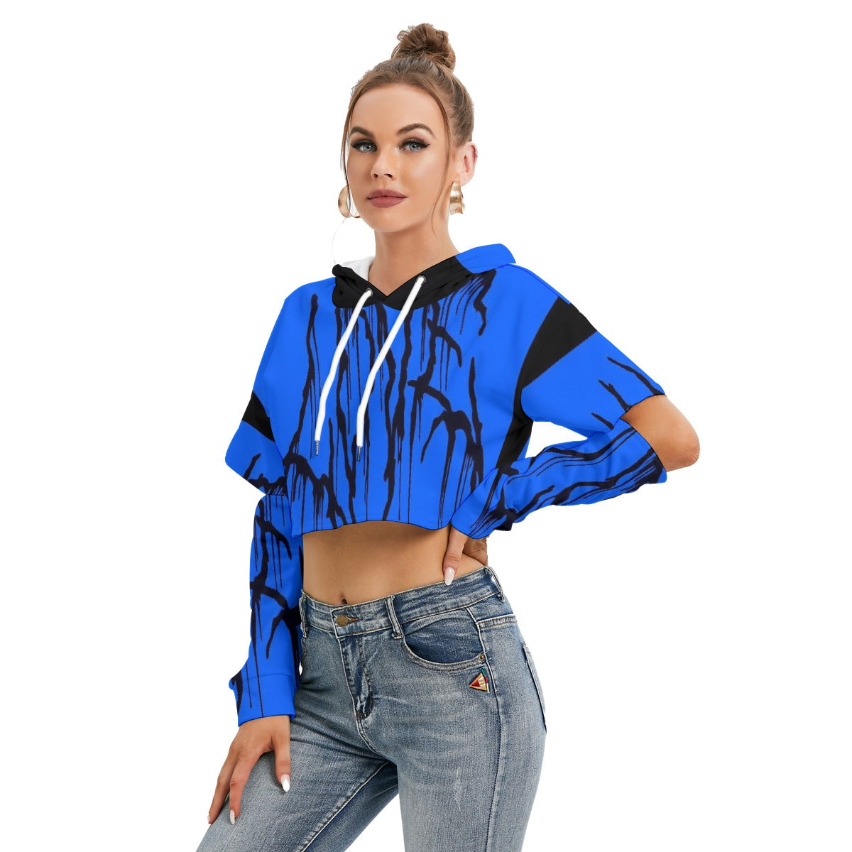 All-Over Print Women's Heavy Fleece Hoodie With Hollow Out Sleeve