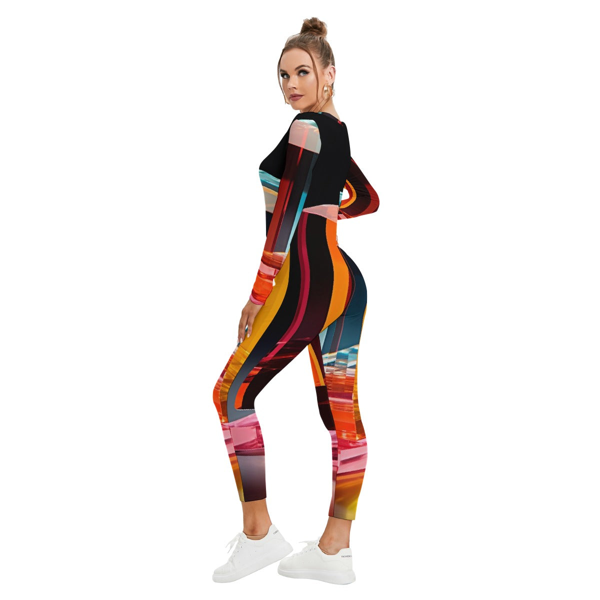 All-Over Print Women's Plunging Neck Jumpsuit