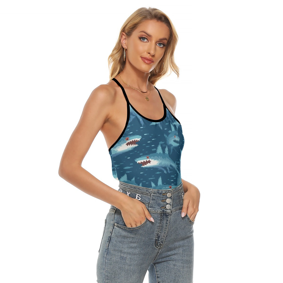All-Over Print Women's Criss-Cross Open Back Tank Top