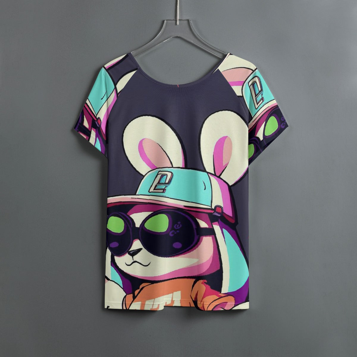 All-Over Print Women's Round Neck T-shirt With Raglan Sleeve