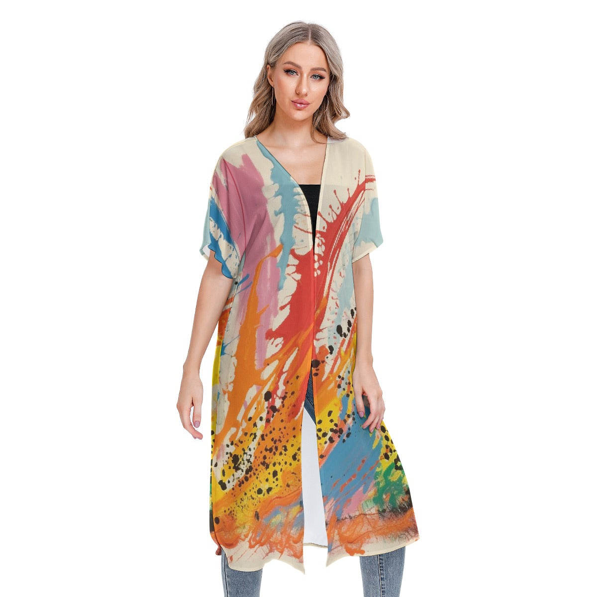 All-Over Print Women's Short Sleeve Cardigan