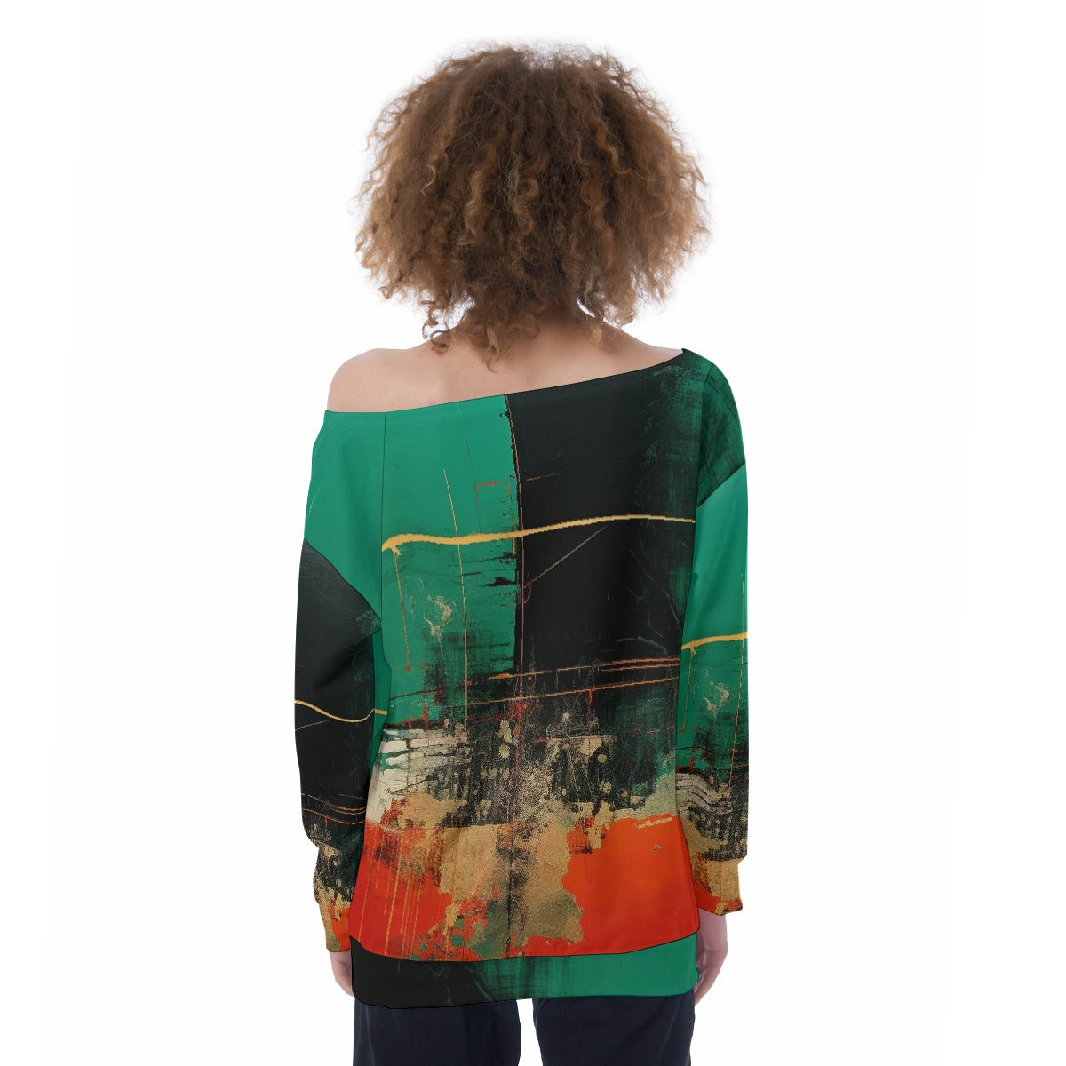 All-Over Print Oversized Women's Off-Shoulder Sweatshirt