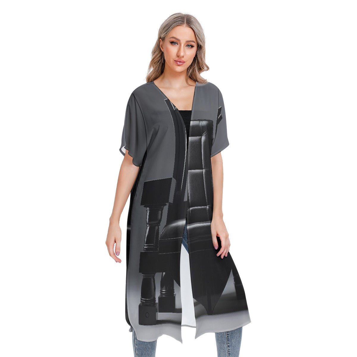 All-Over Print Women's Short Sleeve Cardigan