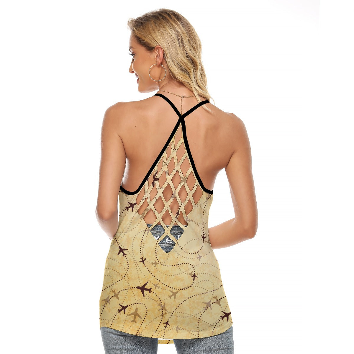All-Over Print Women's Criss-Cross Open Back Tank Top
