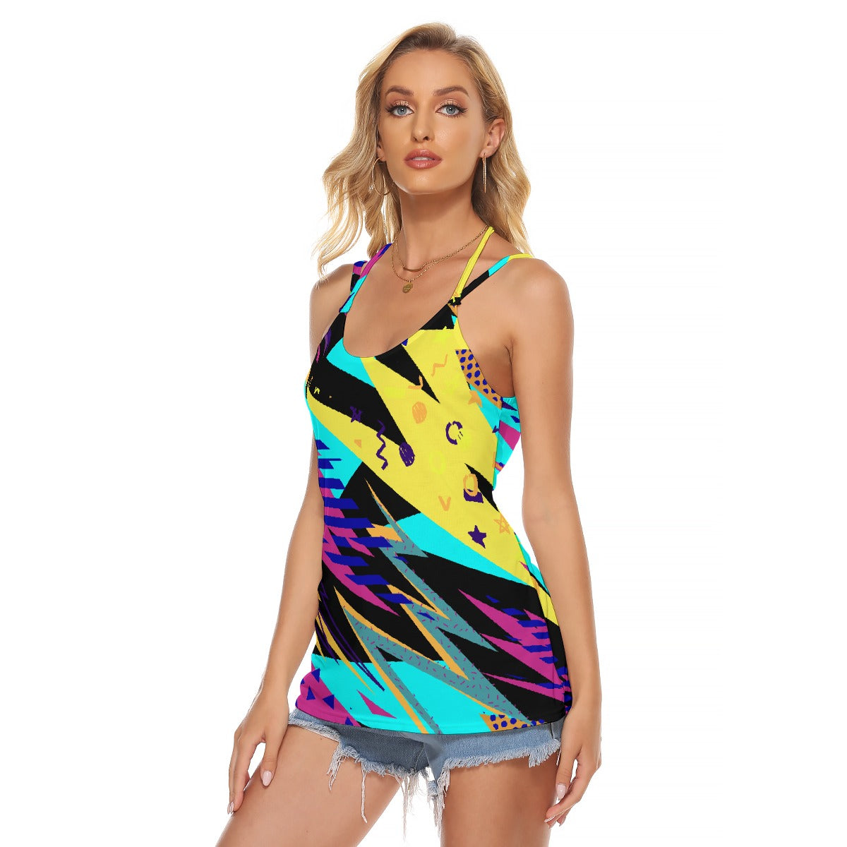 All-Over Print Women's Halter Top With Backless