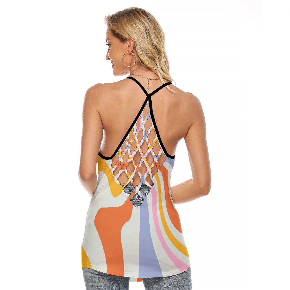 All-Over Print Women's Criss-Cross Open Back Tank Top