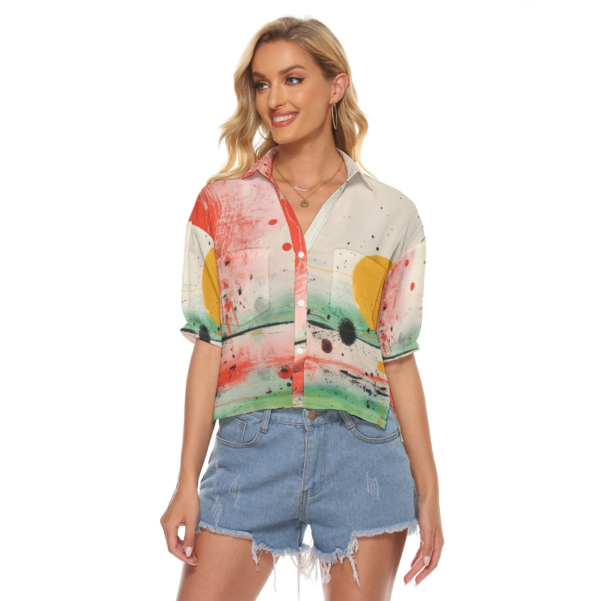 All-Over Print Women's V-neck Shirts